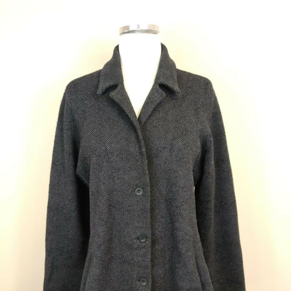 Eileen Fisher Wool Blazer women size large charcoal gray - Picture 2 of 6
